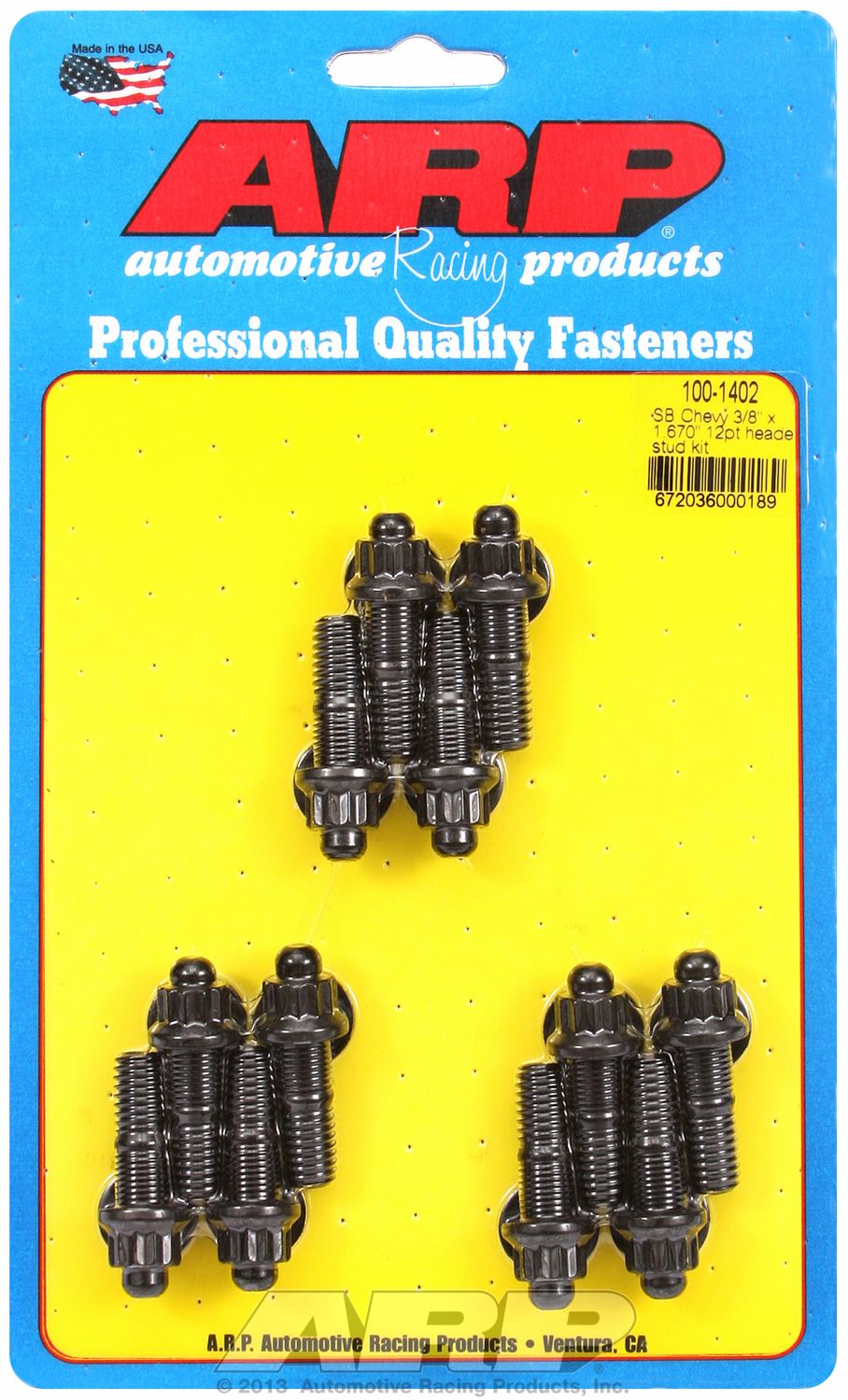 ARP 1001402 Header Studs With 12-Point Nuts, Chrome Moly Steel With Black Oxide Finish, Set Of 12, For Select Chevrolet Small Block Engines image 2